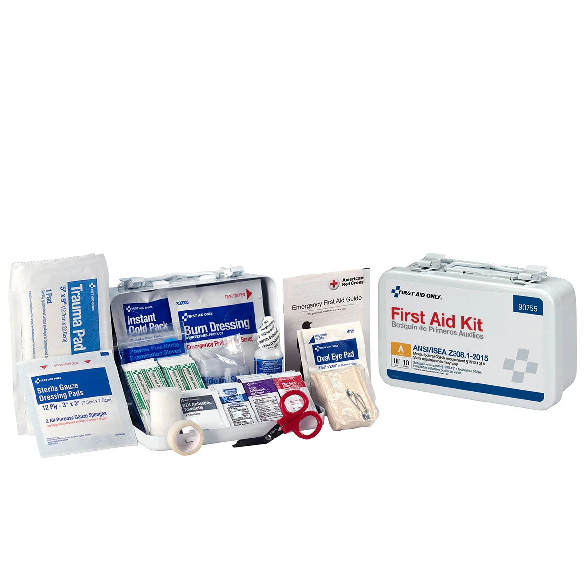 10 Person Bulk First Aid, Metal, Weatherproof Case, ANSI A, Type III