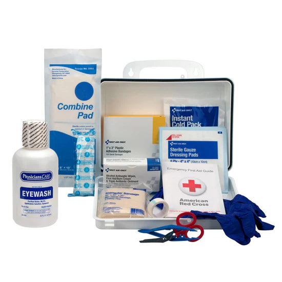 Single 16 oz. Eye Wash Station with 25 Person First Aid Kit