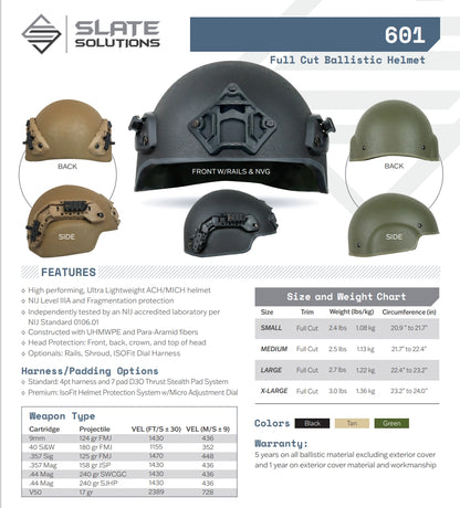 601 BALLISTIC HELMET FC/HC