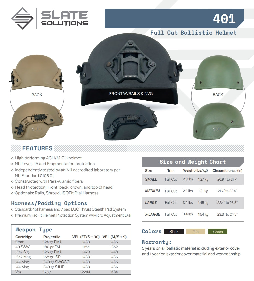 401 Ballistic Helmet FC/HC