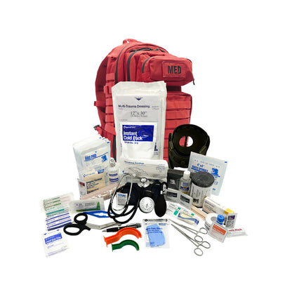 Tactical Trauma First Aid Backpack - Red